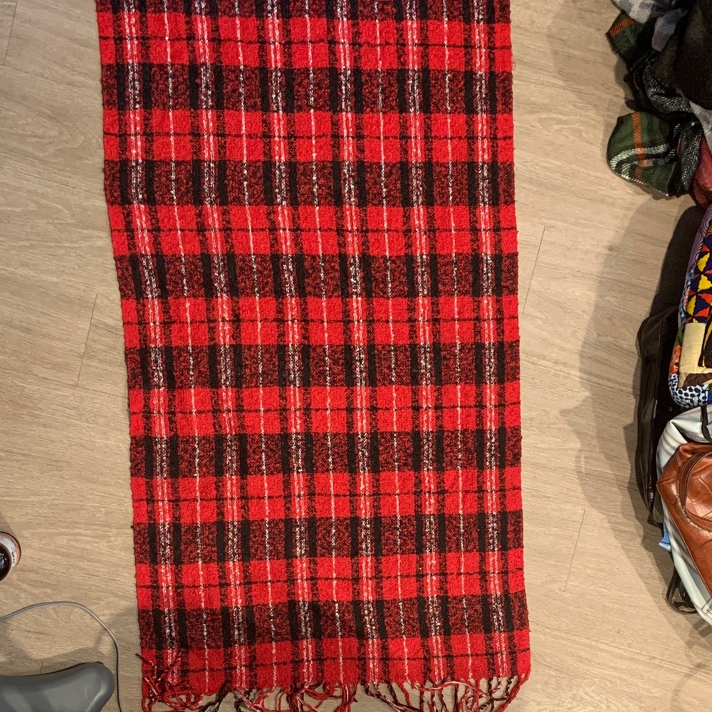 Red and Black Plaid Scarf-Dillards